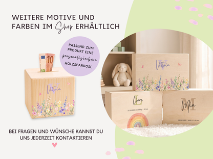 Erinnerungsbox personalisiert Blumenwiese Lila