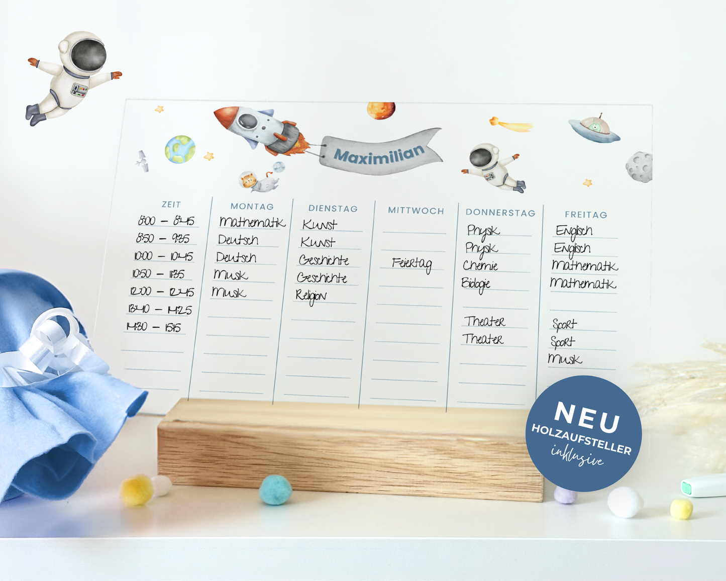 Stundenplan Acryl personalisierbar - Design ASTRONAUT