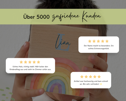 Kundenbewertungen von Familien zur personalisierten Printshade Holzspardose