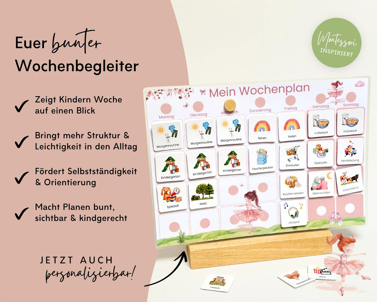 Wochenplaner inkl. Symbolkarten - Design BALLERINA - Personalisierbar