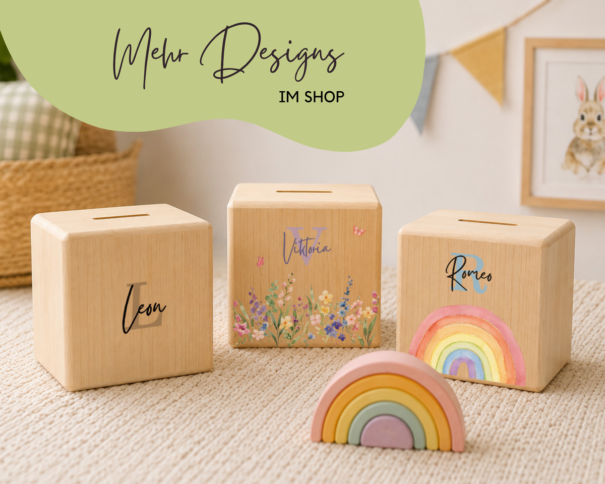Weitere Designs der Holzspardose im Printshade Shop