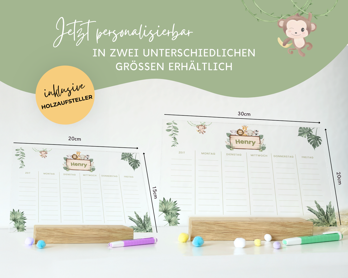 Stundenplan Acryl personalisierbar - Design SAFARI
