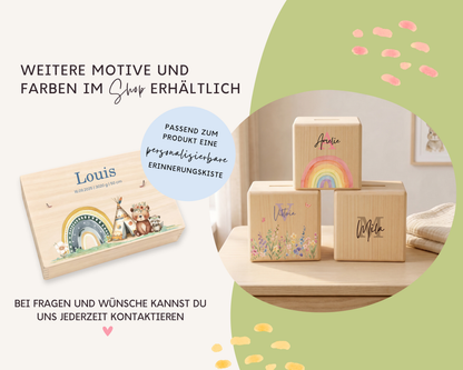 Weitere Motive und Farben der Holzspardose auf Anfrage erhältlich