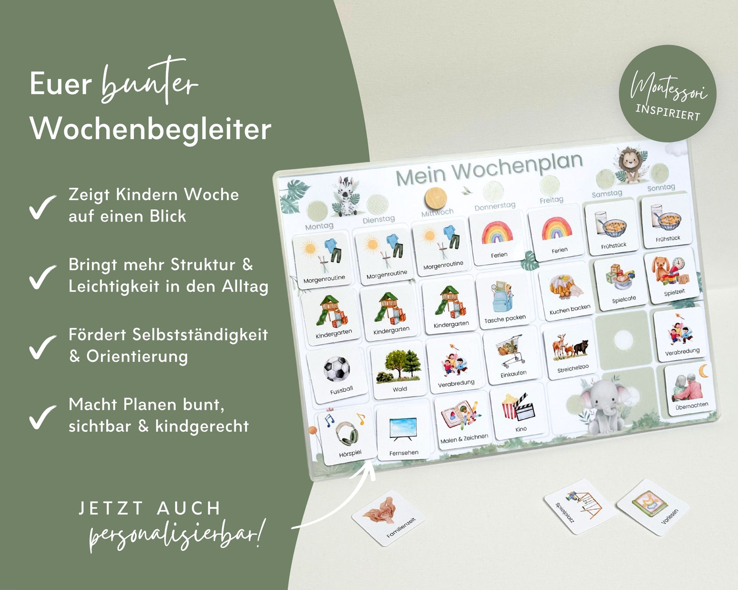 Wochenplaner inkl. Symbolkarten - Design SAFARI - Personalisierbar