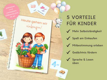 Einkaufsliste inkl. Symbolkarten - Design WOCHENMARKT KINDER - Personalisierbar