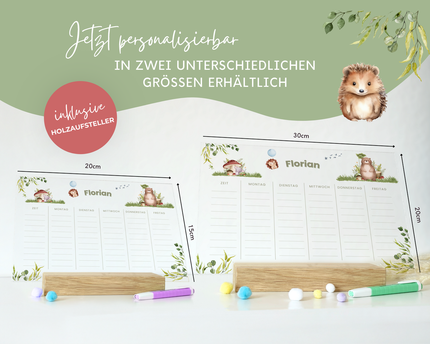 Stundenplan Acryl personalisierbar - Design WALDTIERE