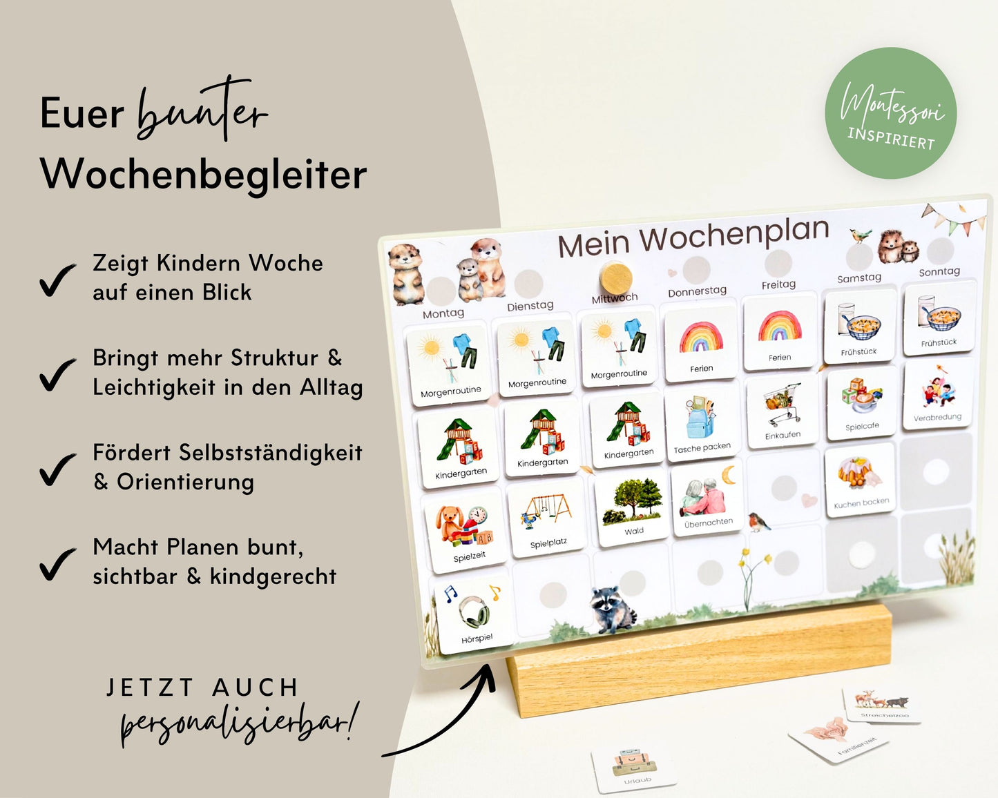 Wochenplaner inkl. Symbolkarten - Design OTTER - Personalisierbar