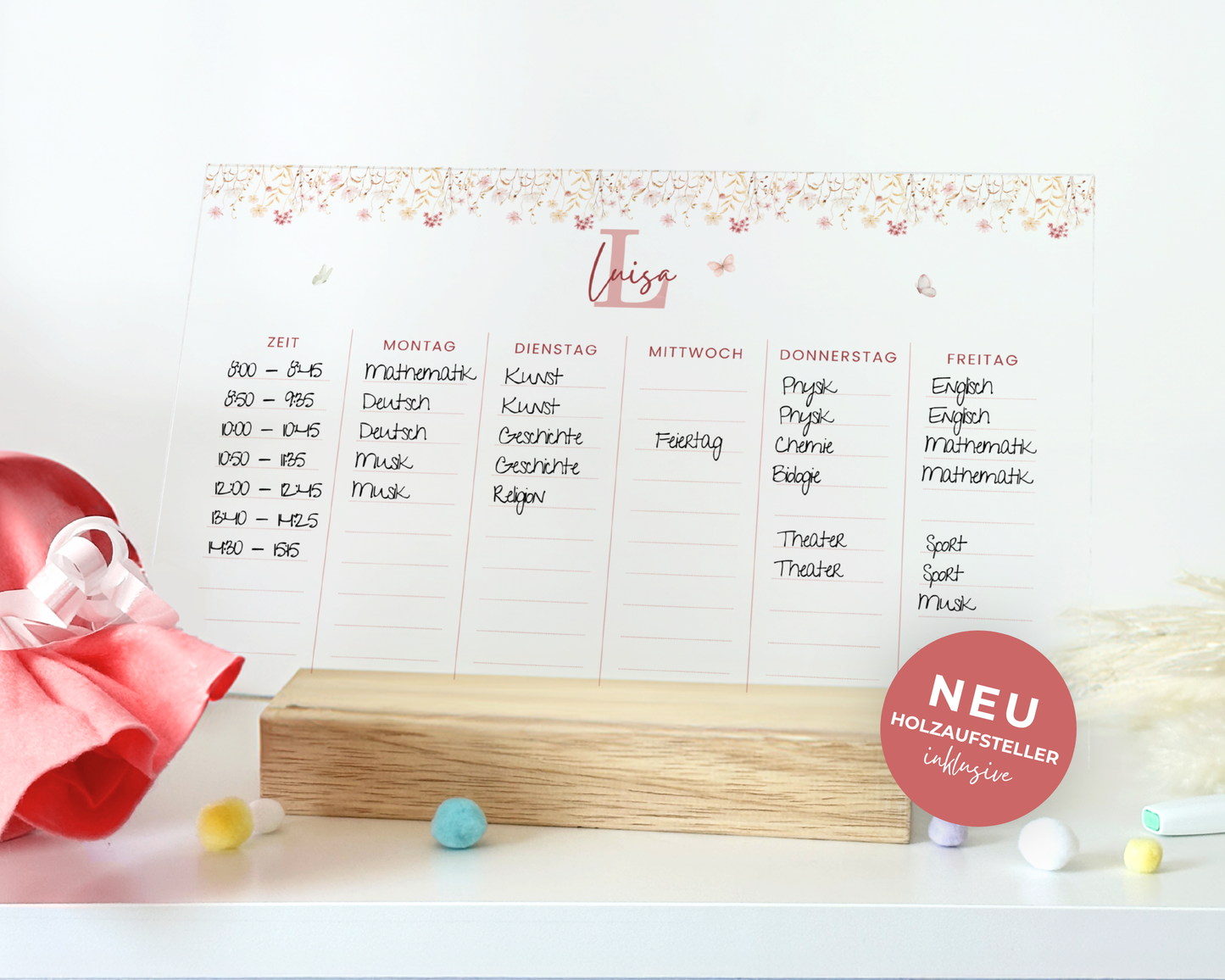 Stundenplan Acryl personalisierbar - Design SCHMETTERLING