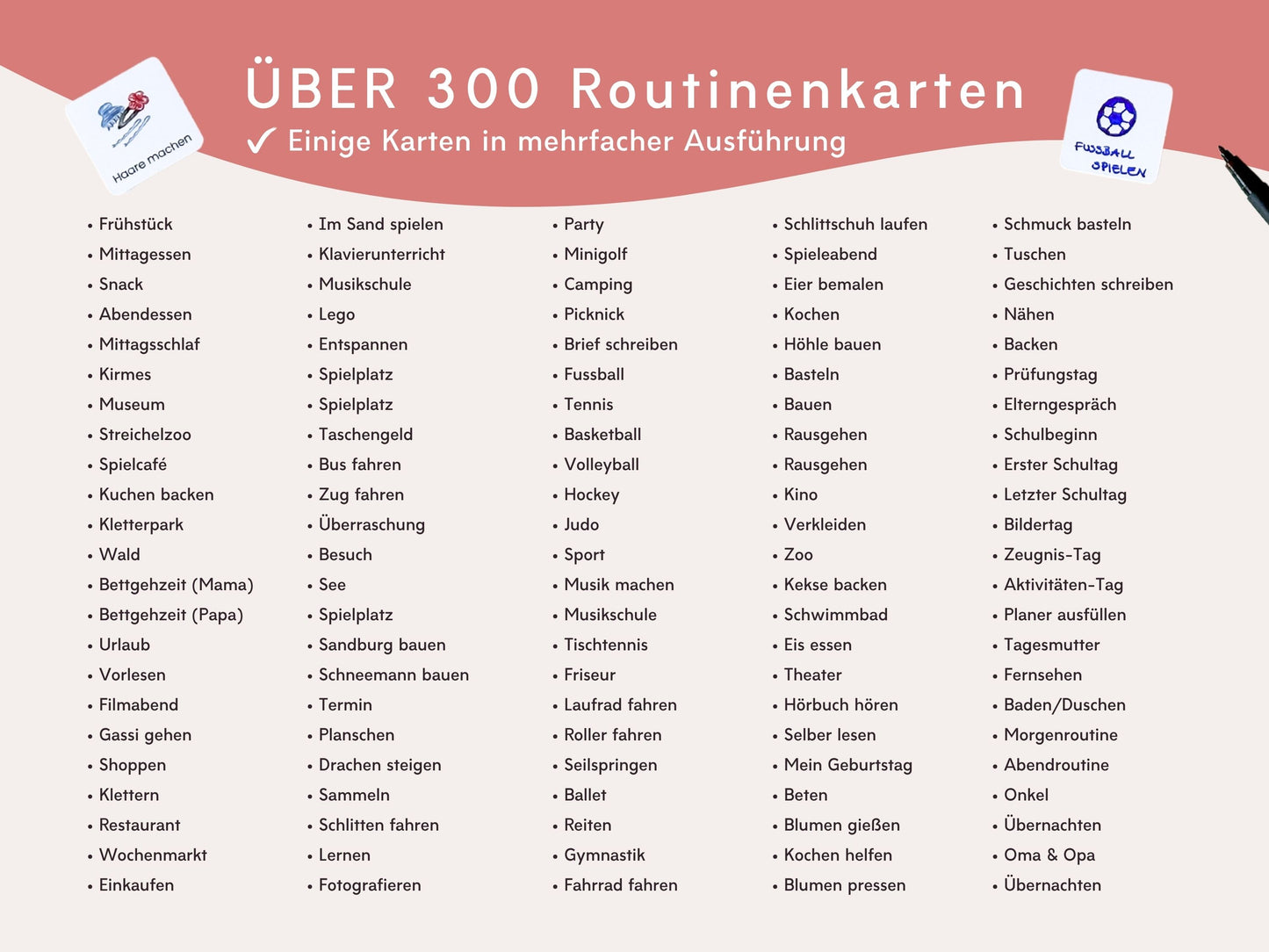 Wochenplaner inkl. Symbolkarten - Design MEERJUNFRAU ROT - Personalisierbar