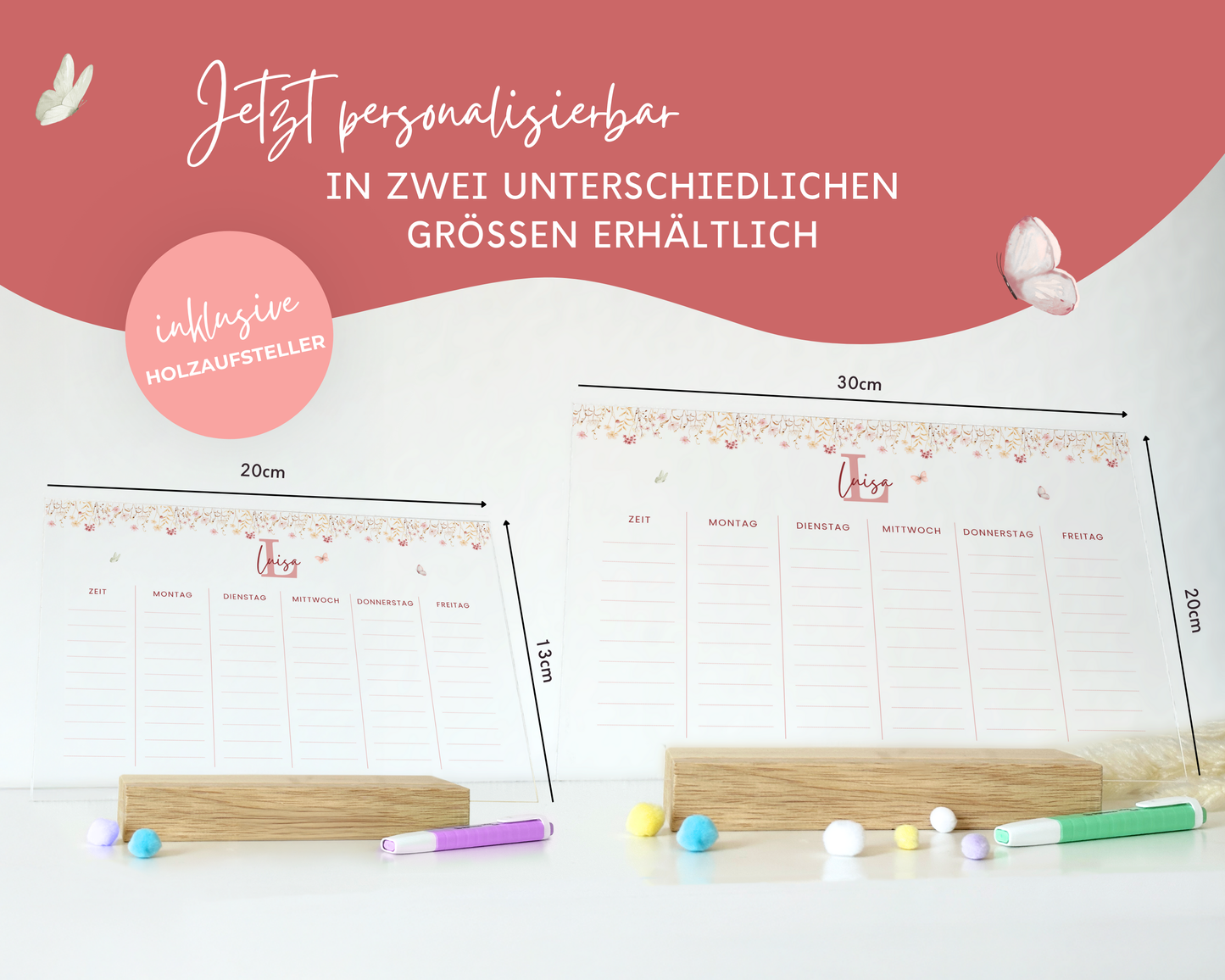 Stundenplan Acryl personalisierbar - Design SCHMETTERLING