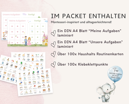 Haushaltsplan To-Do-Liste inkl. Symbolkarten - Design PRINZESSIN