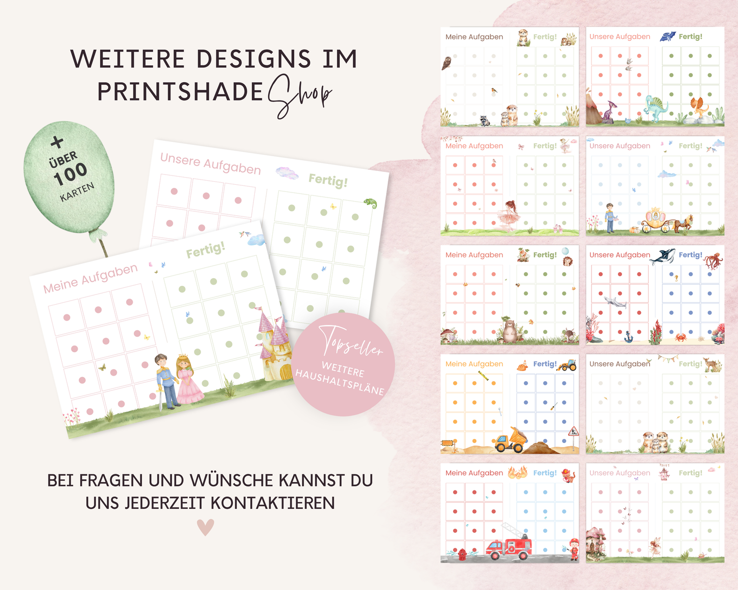 Haushaltsplan To-Do-Liste inkl. Symbolkarten - Design PRINZESSIN