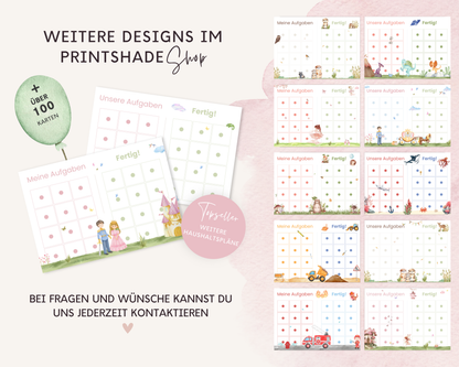 Haushaltsplan To-Do-Liste inkl. Symbolkarten - Design PRINZESSIN