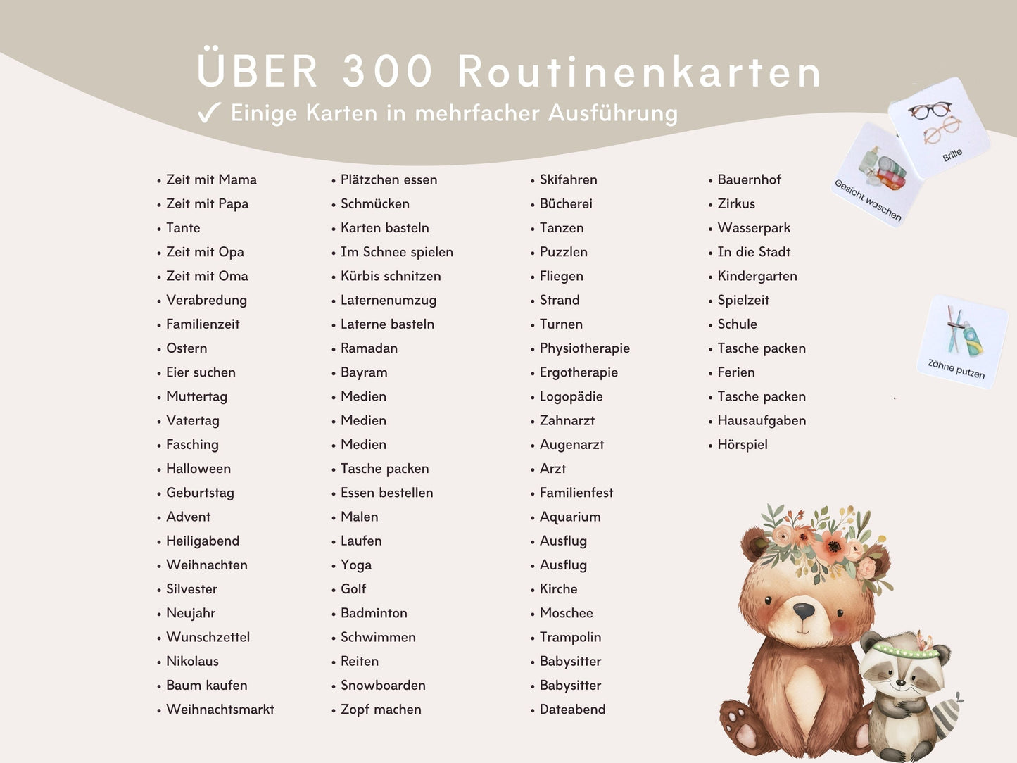 Wochenplaner inkl. Symbolkarten - Design BOHO TIERE - Personalisierbar