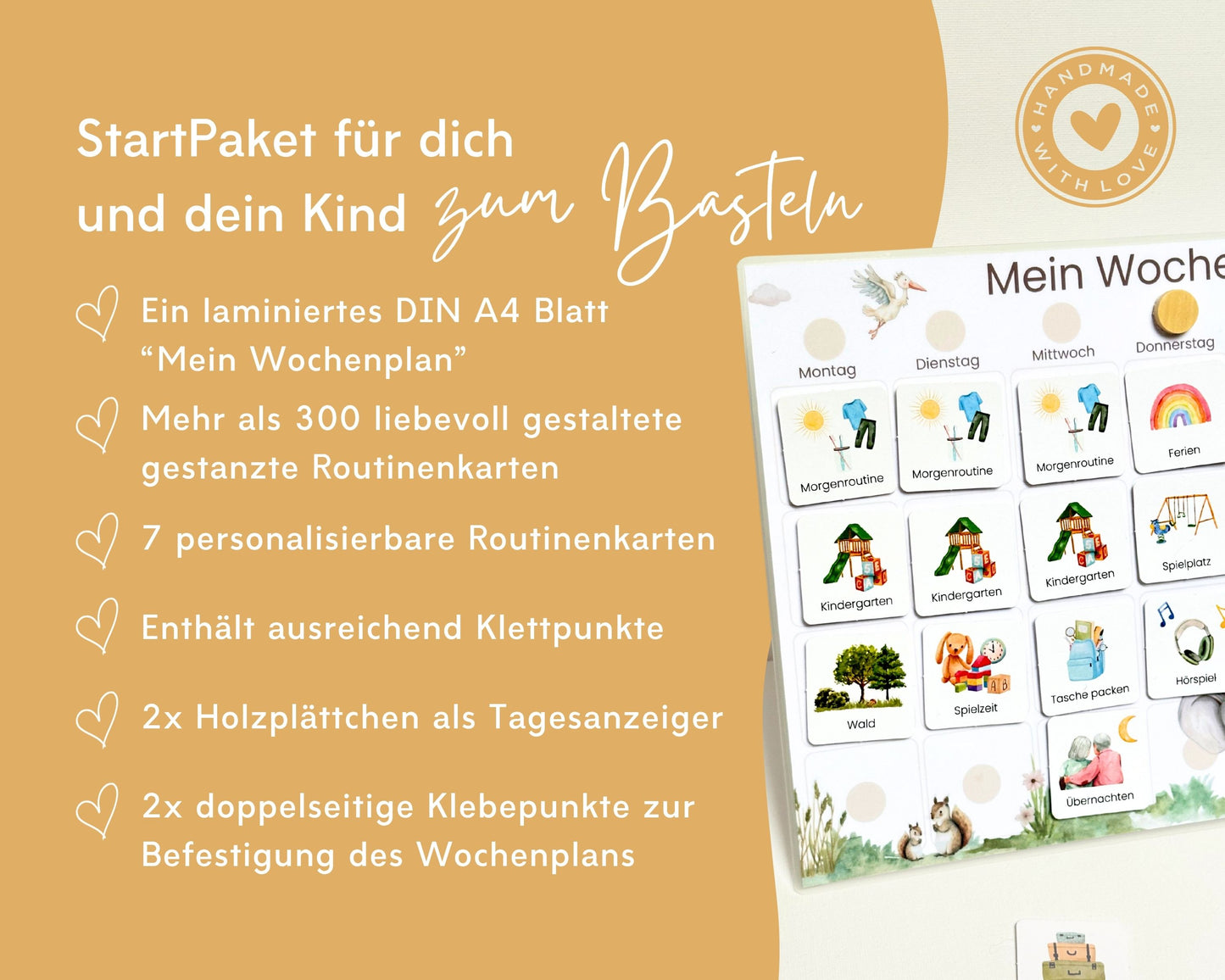 Wochenplaner inkl. Symbolkarten - Design BOHO TIERE - Personalisierbar