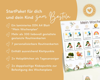 Wochenplaner inkl. Symbolkarten - Design BOHO TIERE - Personalisierbar