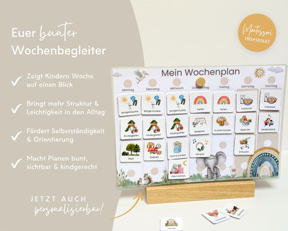 Wochenplaner inkl. Symbolkarten - Design BOHO TIERE - Personalisierbar