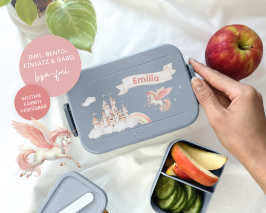 Mepal Brotdose mit Name personalisierbar - Design EINHORN - Verschiedene Farben