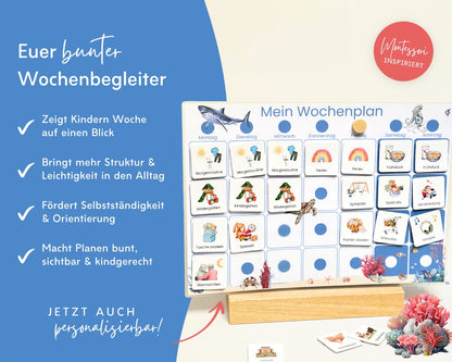 Wochenplaner inkl. Symbolkarten - Design MEER - Personalisierbar