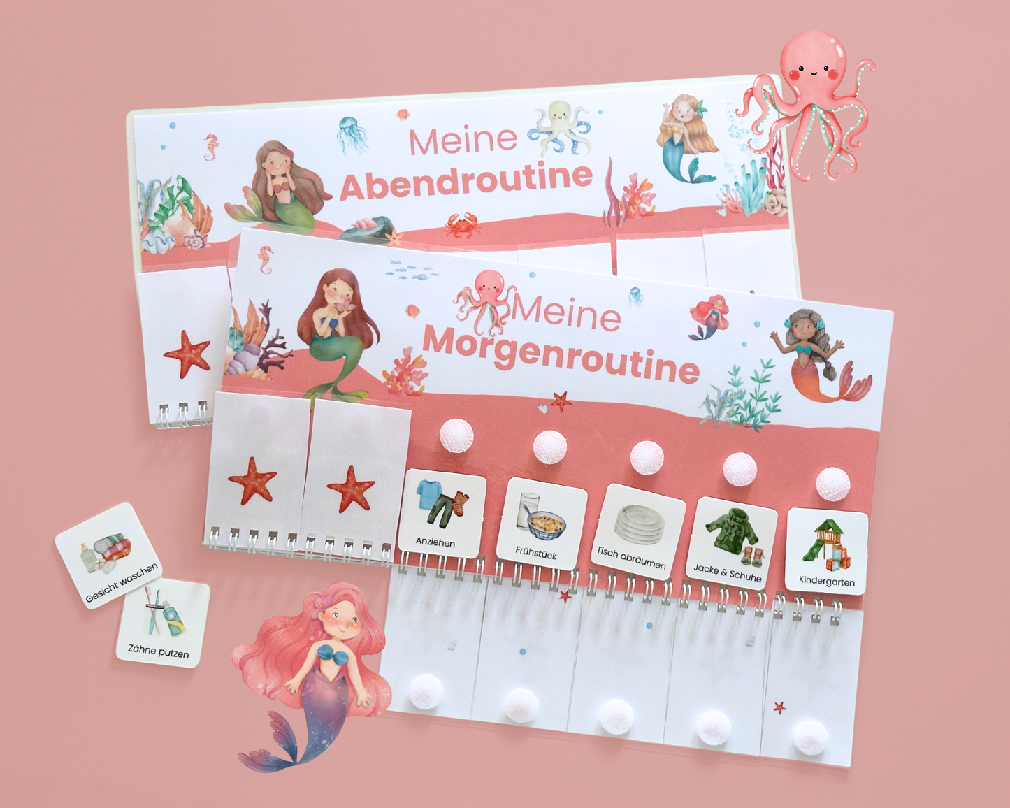 Routineplaner MEERJUNGFRAU ROT inkl. Symbolkarten