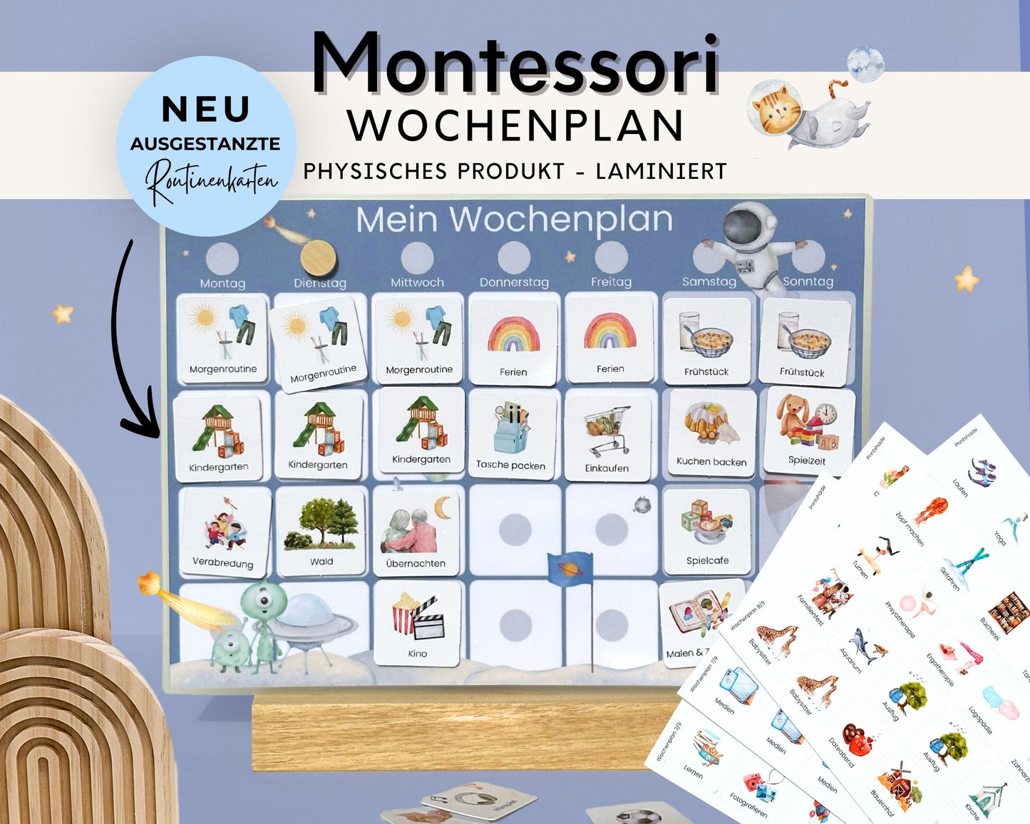 Wochenplaner inkl. Symbolkarten - Design ASTRONAUT - Personalisierbar