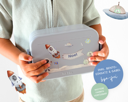 Mepal Brotdose mit Name personalisierbar - Design ASTRONAUT - Verschiedene Farben