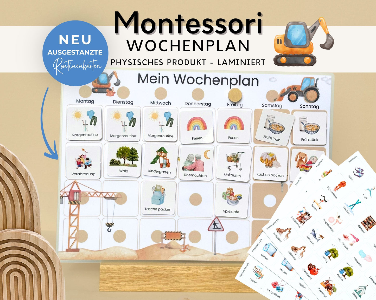 Wochenplaner inkl. Symbolkarten - Design BAGGER - Personalisierbar