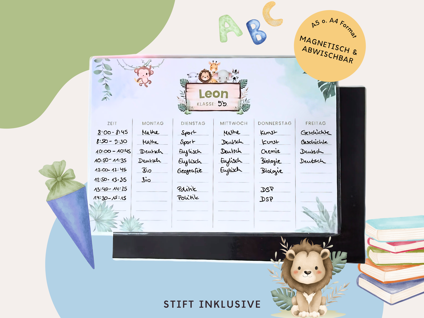 Stundenplan Magnet personalisierbar - Design SAFARI