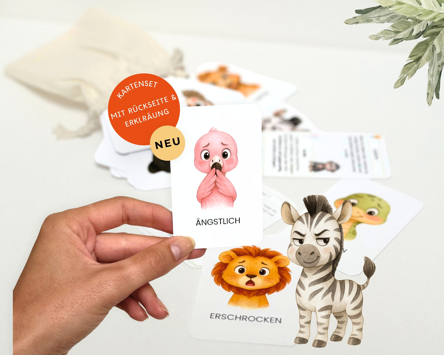 Emotionskarten SAFARI TIERE mit Jutebeutel
