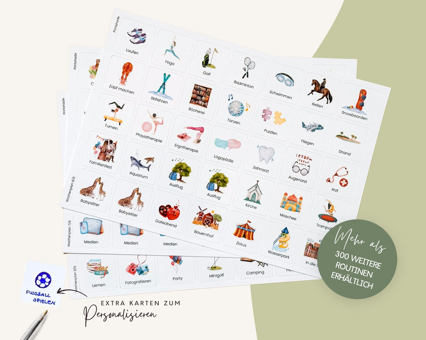 Wochenplaner inkl. Symbolkarten - Design SAFARI - Personalisierbar