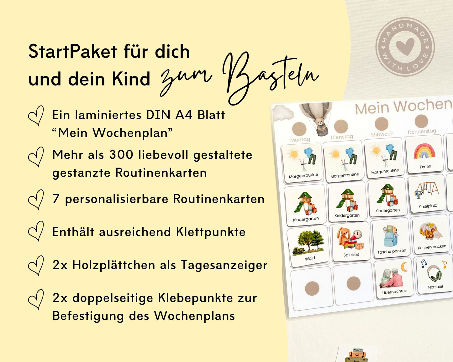 Wochenplaner inkl. Symbolkarten - Design TEDDYBÄR - Personalisierbar