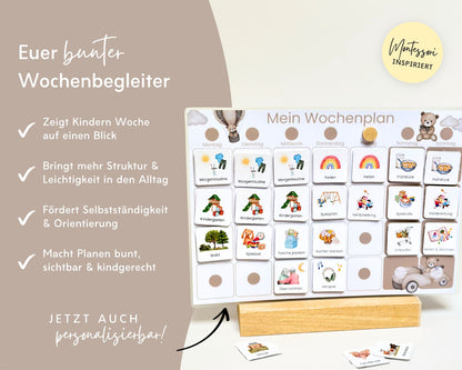 Wochenplaner inkl. Symbolkarten - Design TEDDYBÄR - Personalisierbar
