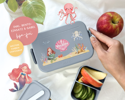 Mepal Brotdose mit Name personalisierbar - Design MEERJUNGFRAU - Verschiedene Farben