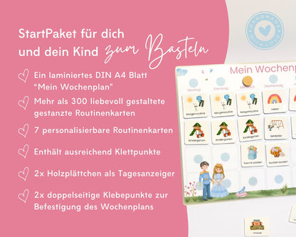 Wochenplaner inkl. Symbolkarten - Design CINDERELLA - Personalisierbar