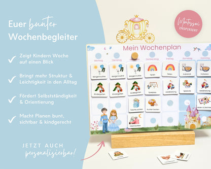 Wochenplaner inkl. Symbolkarten - Design CINDERELLA - Personalisierbar