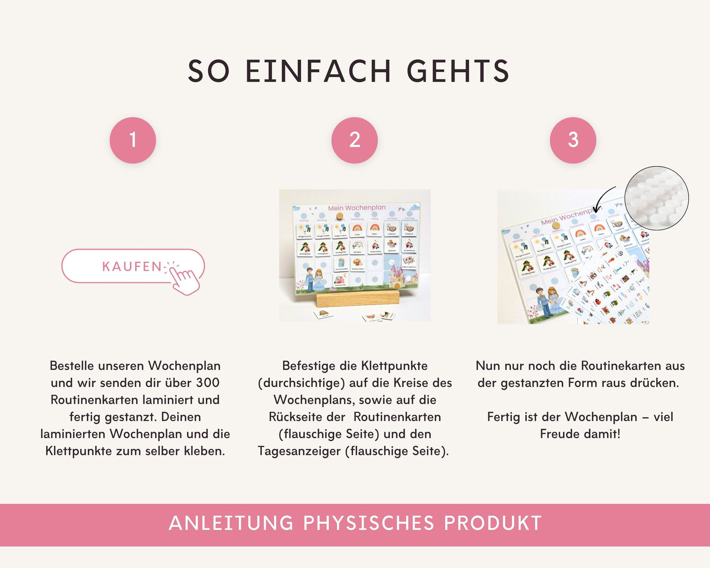 Wochenplaner inkl. Symbolkarten - Design CINDERELLA - Personalisierbar