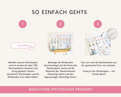 Wochenplaner inkl. Symbolkarten - Design CINDERELLA - Personalisierbar