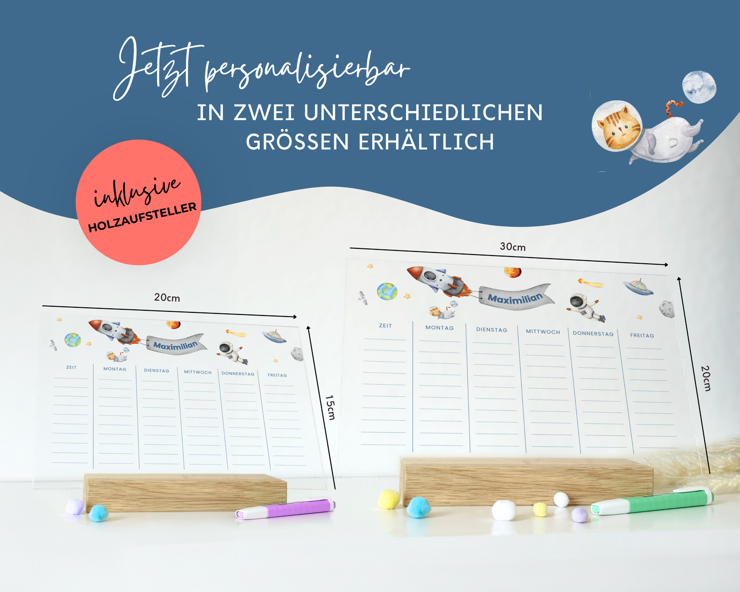 Stundenplan Acryl personalisierbar - Design ASTRONAUT