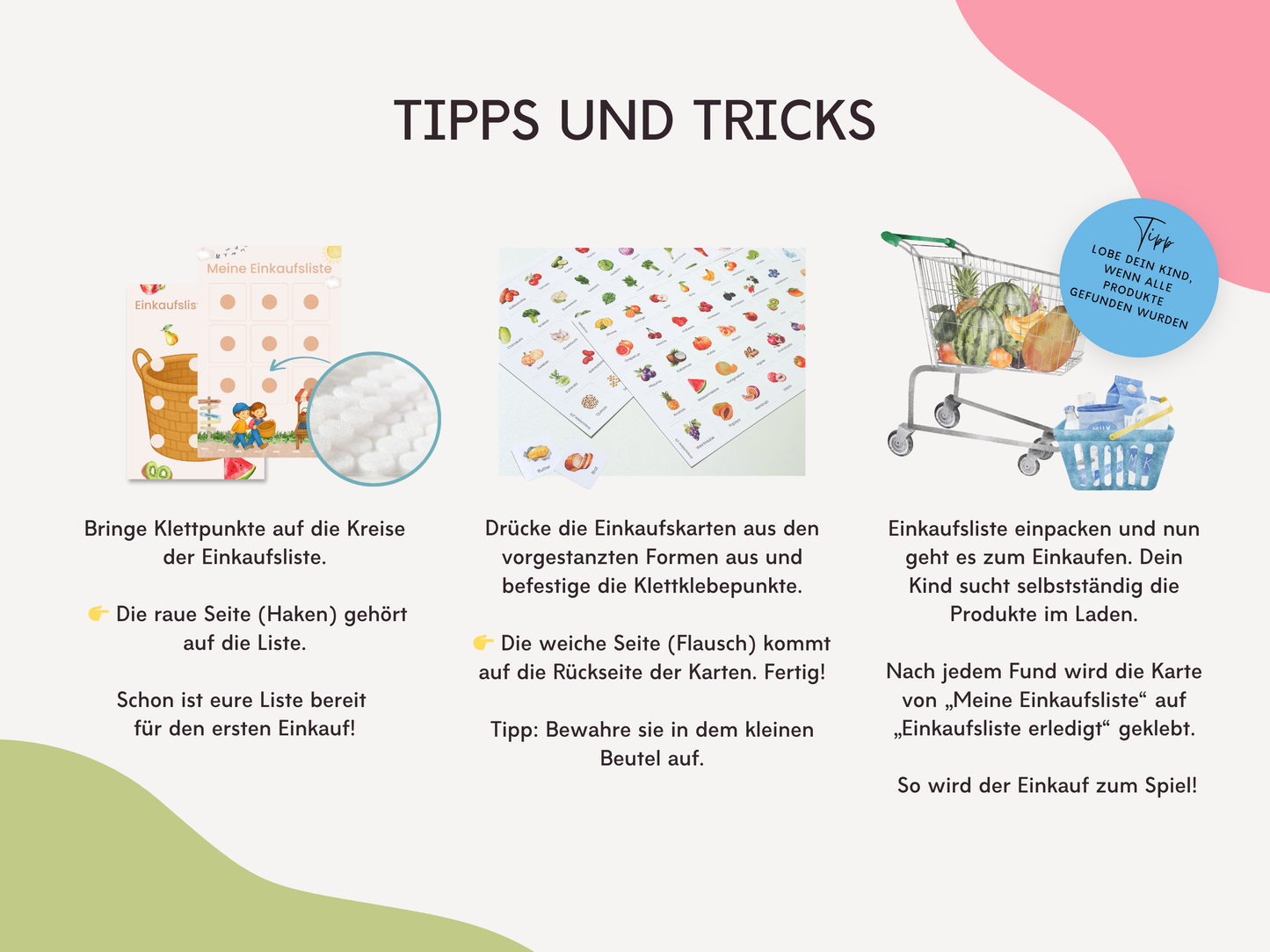 Einkaufsliste inkl. Symbolkarten - Design WOCHENMARKT KINDER - Personalisierbar