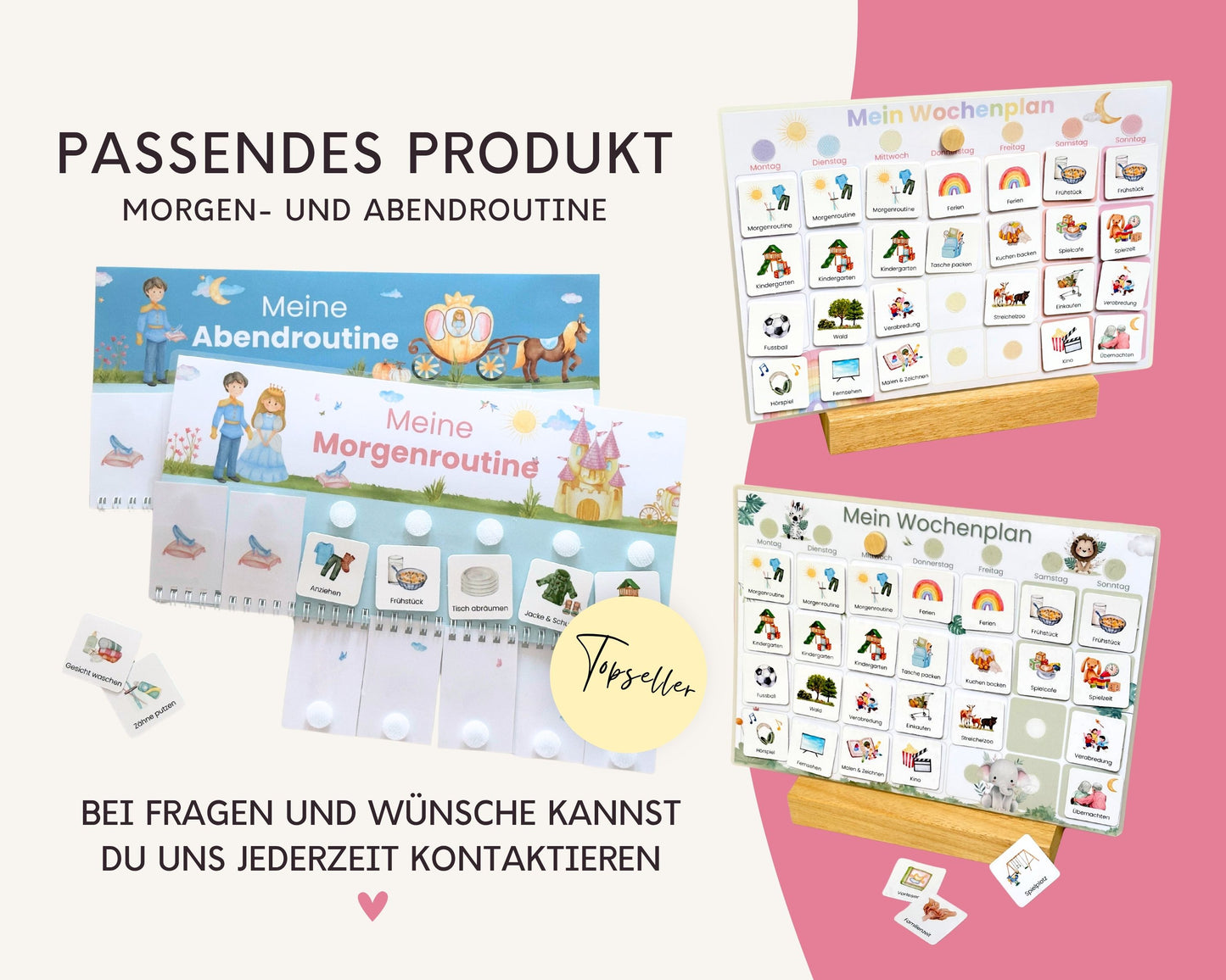 Wochenplaner inkl. Symbolkarten - Design CINDERELLA - Personalisierbar