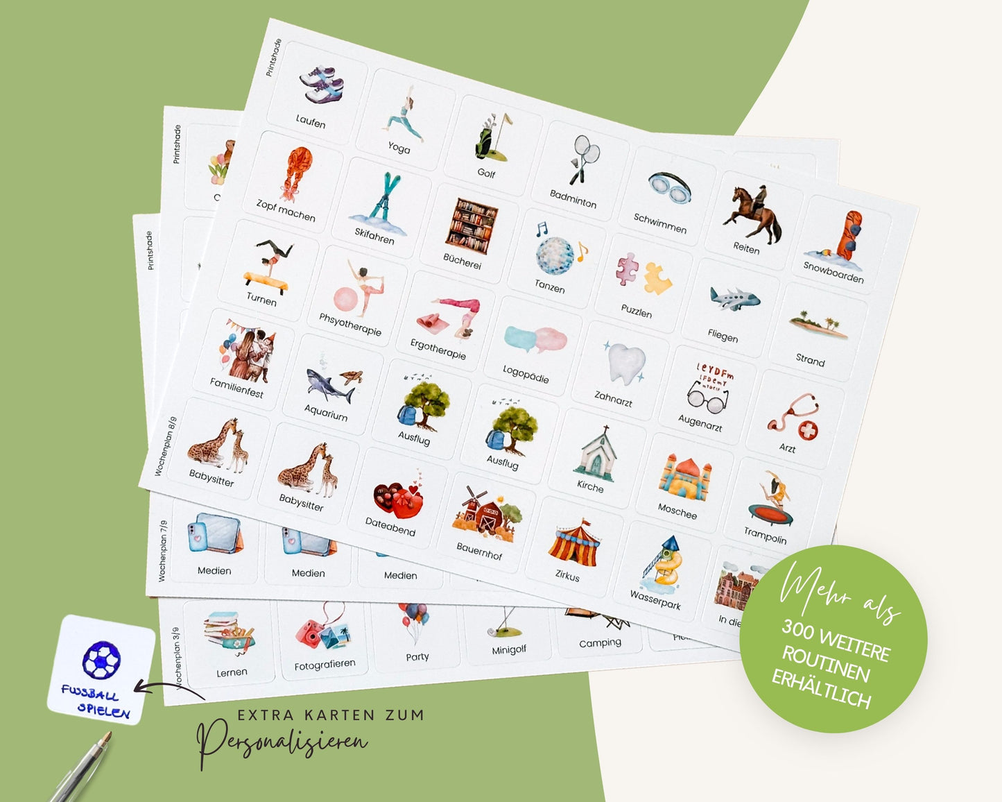 Wochenplaner inkl. Symbolkarten - Design DINOSAURIER - Personalisierbar