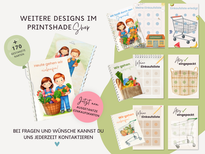 Einkaufsliste inkl. Symbolkarten - Design WOCHENMARKT KINDER - Personalisierbar