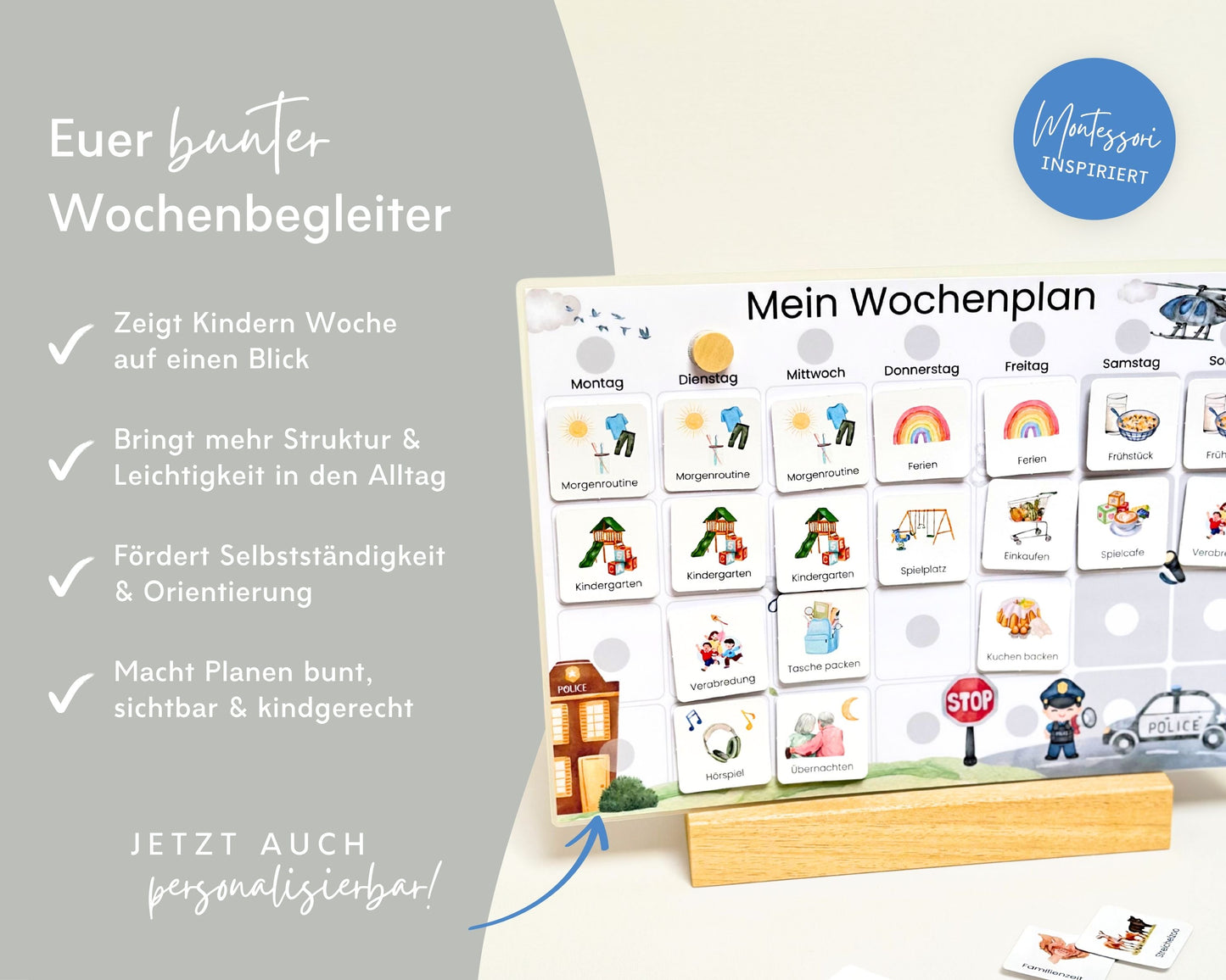 Wochenplaner inkl. Symbolkarten - Design POLIZEI - Personalisierbar