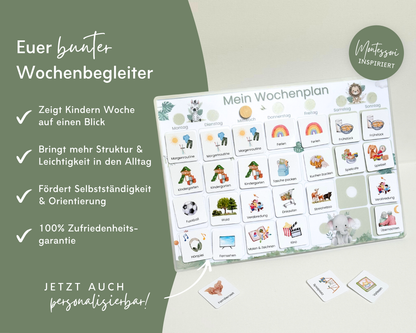 Wochenplaner Kinder bringt Struktur und Orientierung in den Familienalltag, fördert Selbstständigkeit, Montessori inspiriert und personalisierbar