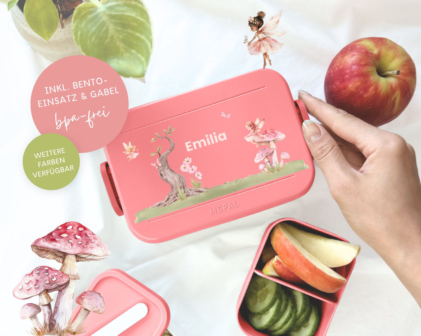 Mepal Brotdose mit Name personalisierbar - Design FEEN - Verschiedene Farben