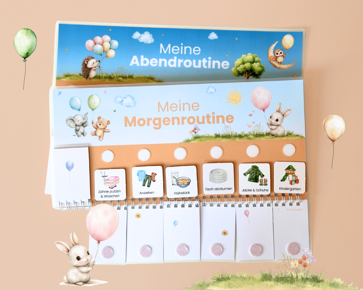 Routineplaner LUFTBALLON TIERE inkl. Symbolkarten