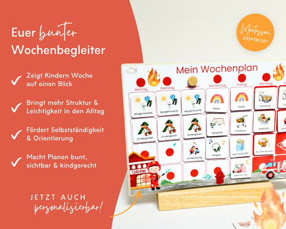 Wochenplaner inkl. Symbolkarten - Design FEUERWEHR - Personalisierbar