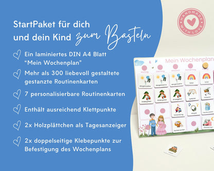 Wochenplaner inkl. Symbolkarten - Design PRINZESSIN - Personalisierbar