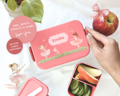 Mepal Brotdose mit Name personalisierbar - Design BALLERINA - Verschiedene Farben