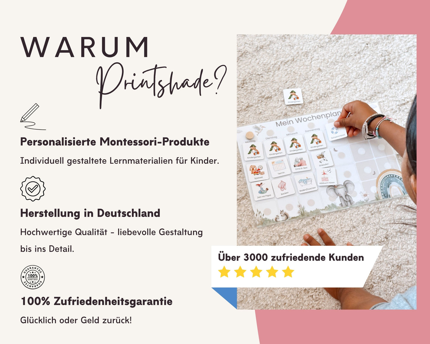 Wochenplaner inkl. Symbolkarten - Design PRINZESSIN - Personalisierbar